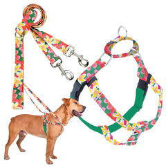 2 Hounds Design Freedom No-Pull: arnés ver- de frente con clip para control suave.