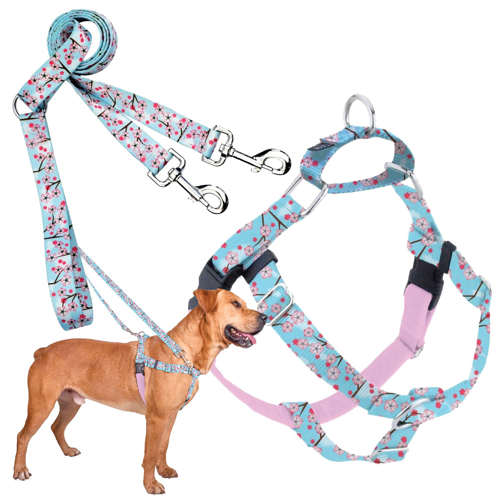 Arnés Freedom No-Pull de 2 Hounds Design con clip frontal rosa ofrece control suave para paseos.
