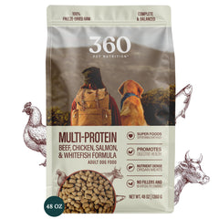 360 Pet Nutrition alimento crudo liofilizado para perros con proteínas variadas