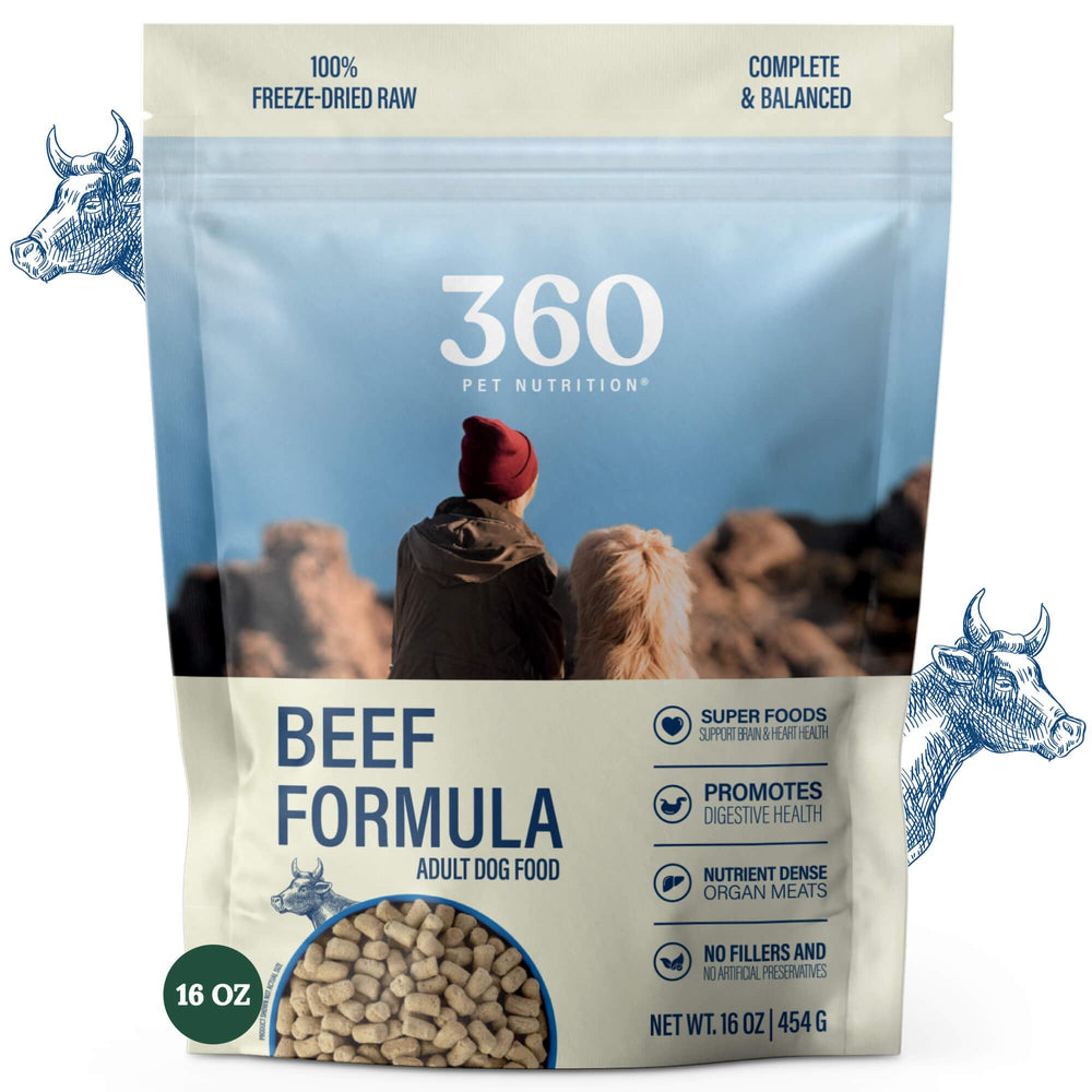 360 Pet Nutrition alimento seco crudo para perros con res e higado, alto en proteinas