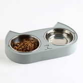 7 Ruby Road platos-dobles de gatos en acero inoxidable para comida y agua