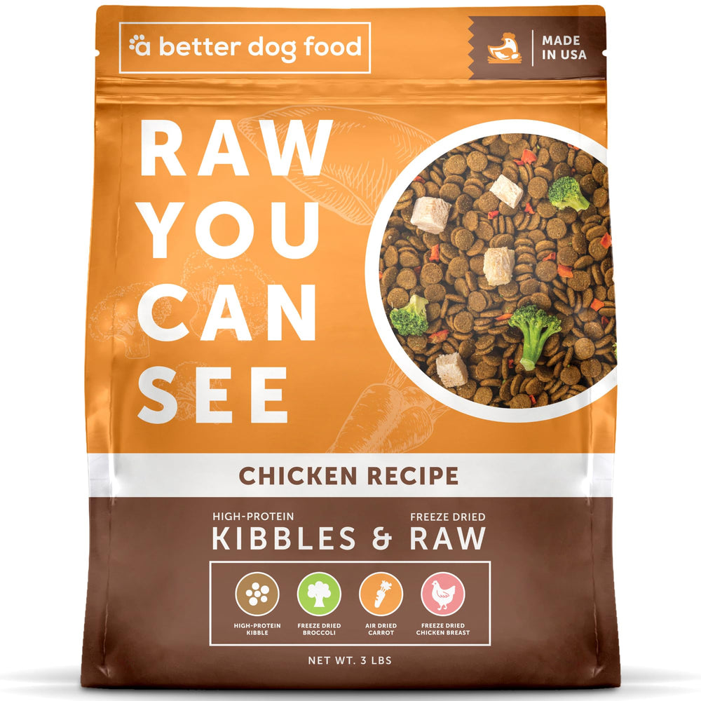 A Better Treat pollo crudo visible para perros, ingredientes de calidad