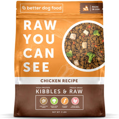 A Better Treat pollo crudo visible para perros, ingredientes de calidad