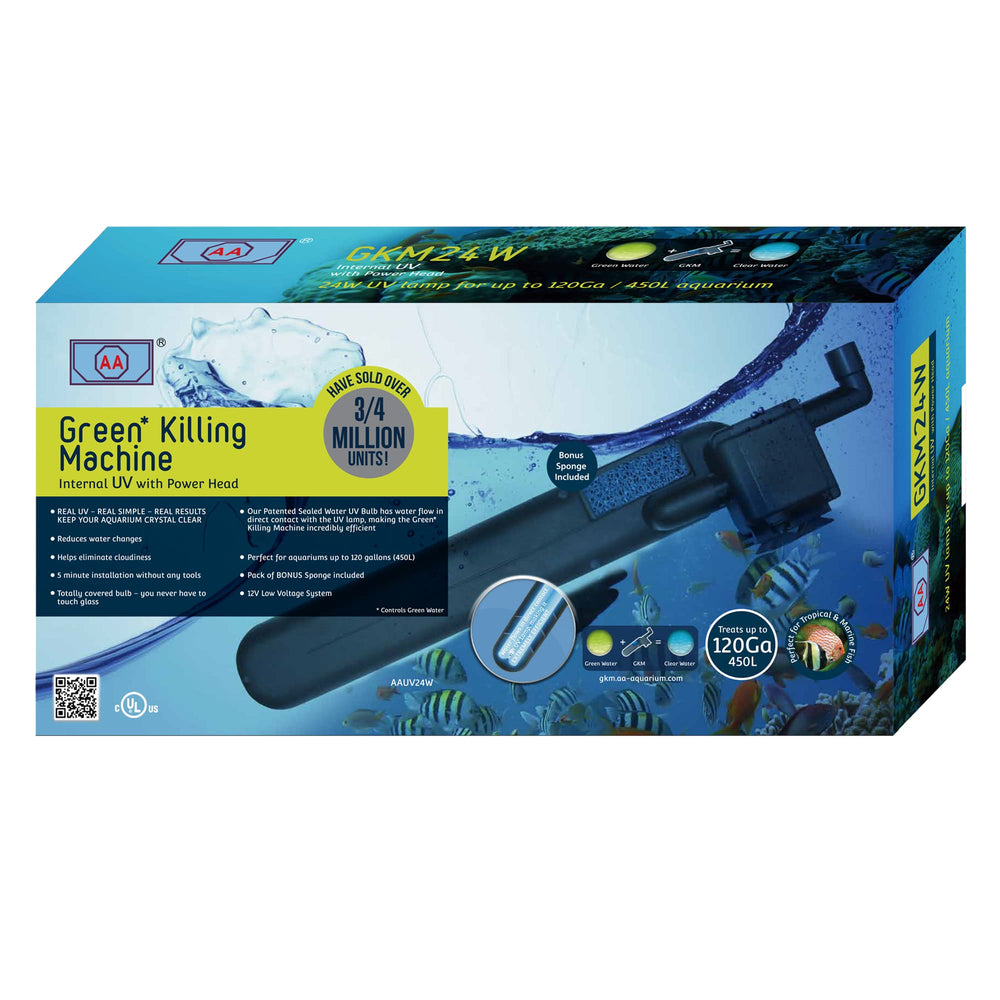 AA GKM24W UV interno para acuario de 120 galones, agua clara y gestión visual mejorada