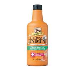 Absorbine linimento veterinario, botella de 16 onzas, alivio temporal del dolor muscular.