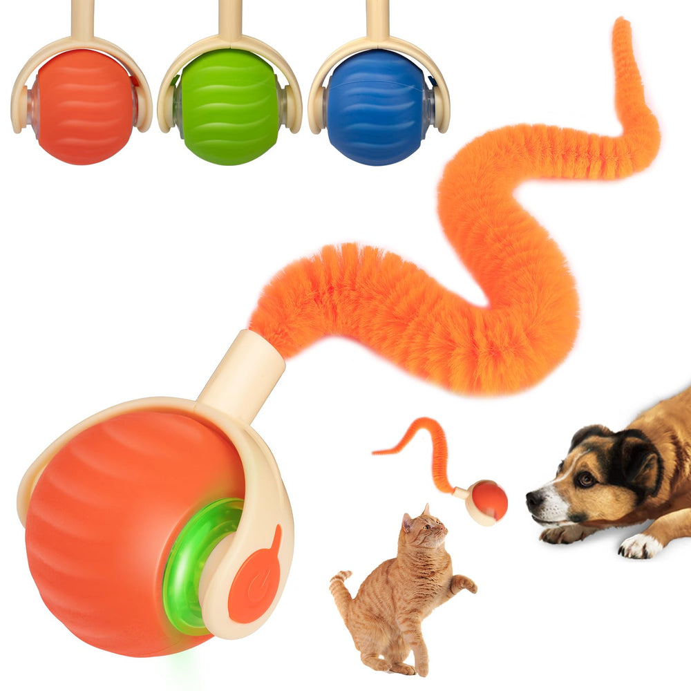 ACITMLLC bola interactiva frente naranja, estimula juego activo y curiosidad en gatos.