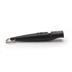 ACME silbato para perros 210.5 negro, vista lateral para comparación de tamaño.