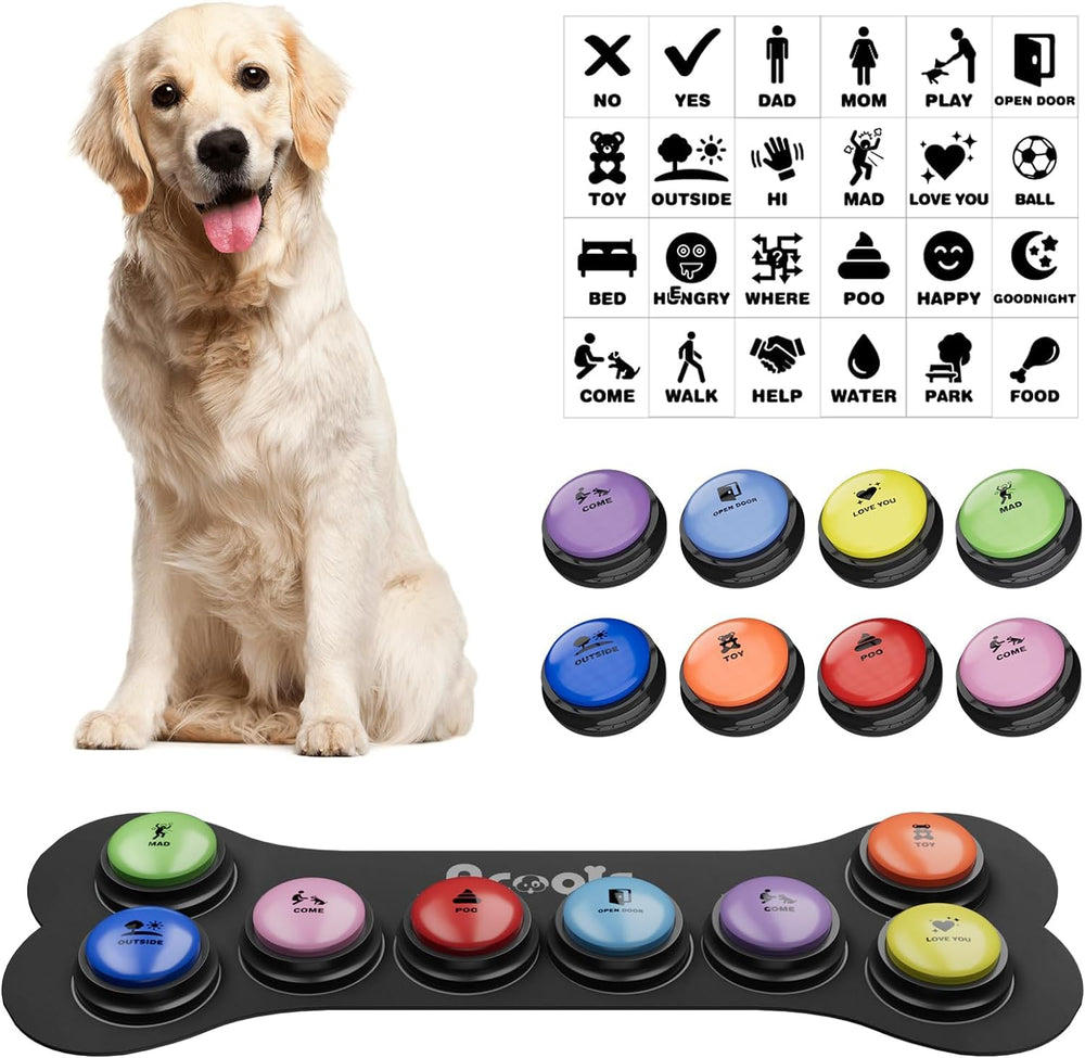 Acools: conjunto de 8 botones parlantes para perros, ideal para entrenamiento de comunicación.