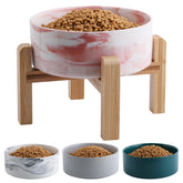 Addggo plato elevado para perros de cerámica rosa facilita comer desde altura