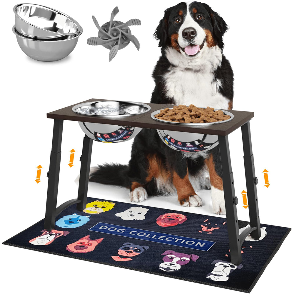 ADENGL cuenco elevado para perros con alfombra antidesbordes facilita comer sin derrames.