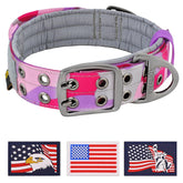 ADITYNA collar para perro con camo rosa-morado, cómodo para razas grandes en paseos.