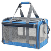 Adkyop transportín gato grande azul, espacio ideal para viajes.