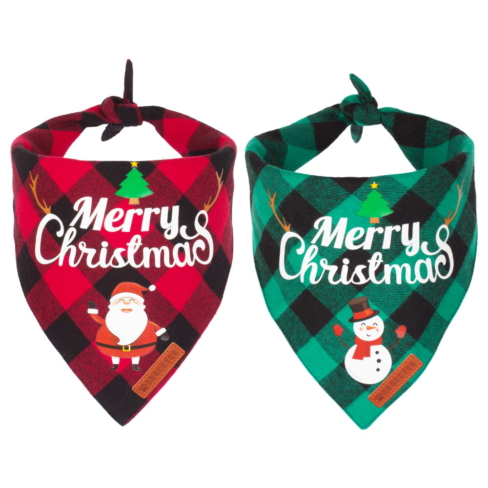 ADOGGYGO bandana roja con diseño Santa, ideal para fiestas navideñas y fotos con tu mascota.