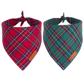 Pañuelo navideño ADOGGYGO para perro rojo con cuadros, ideal para la navidad.