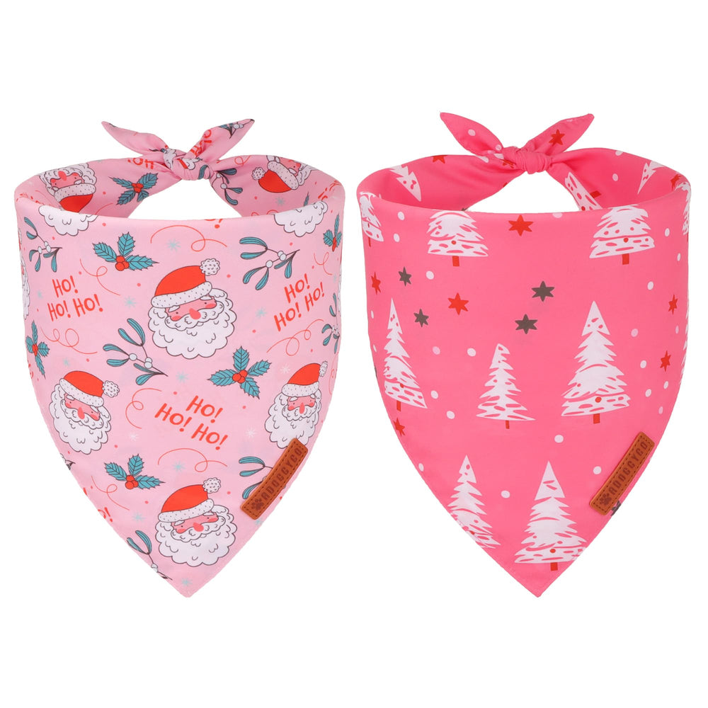 Bandana navidad rosa ADOGGYGO con Santa, ideal para lucir durante fiestas.