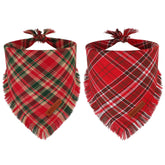 ADOGGYGO bandana navidad con cuadros rojos y flecos, ideal para lucir en fiestas