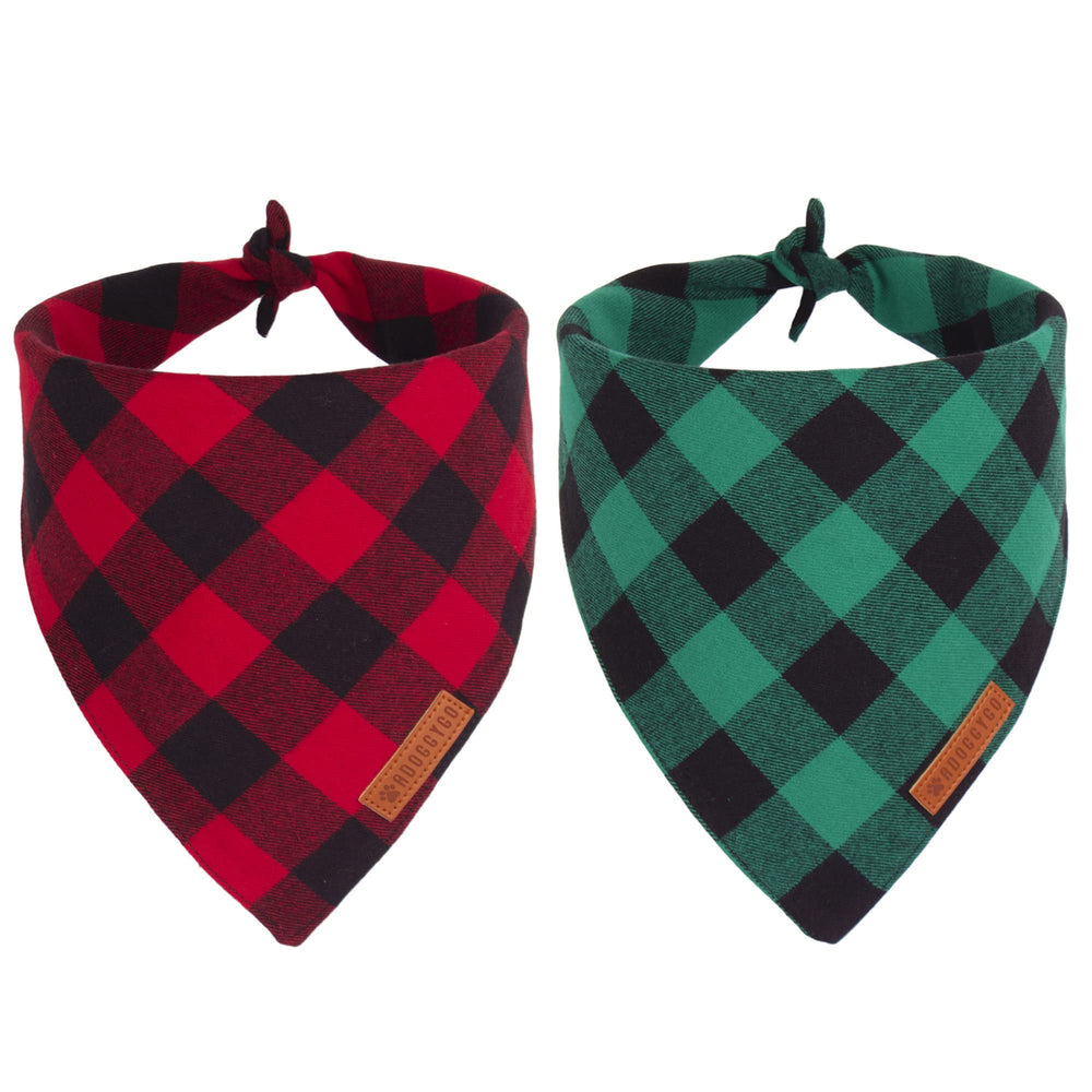 ADOGGYGO bandana navideña para perro grande, frente con cuadros rojo-verde