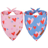 ADOGGYGO Bandana San Valentín para perro, azul y rosa con corazones, ideal para fotos festivas