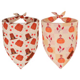 Pañuelo ADOGGYGO para perro con pavo y calabaza, ideal para evento otoñal.