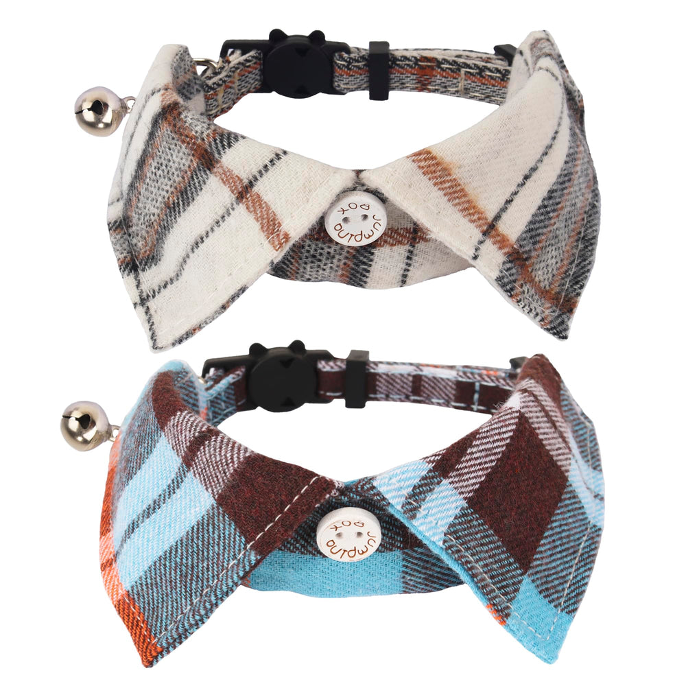ADOGGYGO collar-cuadros-beige para gatos, cómodo y duradero para uso diario.