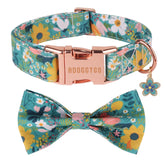 ADOGGYGO collar floral con lazo para perros, ideal para paseos diarios con estilo.