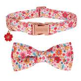 ADOGGYGO collar floral con moño rojo rosado para mayor estilo en paseos