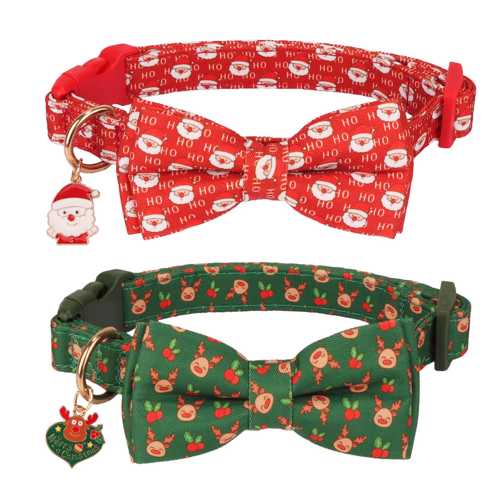 ADOGGYGO collar navidad con lazo rojo-verde para perros, estilo festivo
