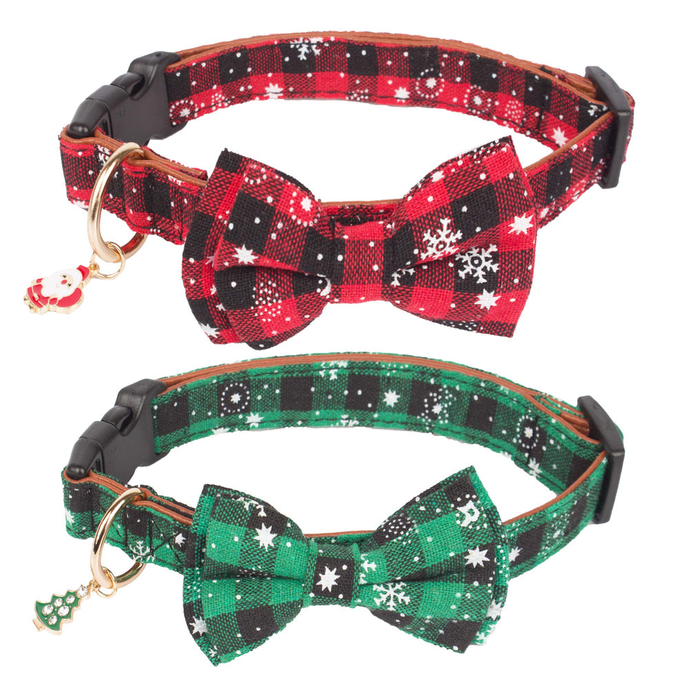 ADOGGYGO collar navideno con lazo rojo y verde para perros festivos