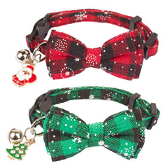 ADOGGYGO collar navideno para gato con lazo y cascabel