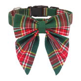 ADOGGYGO collar navideño verde plaid con lazo para look festivo.