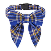 ADOGGYGO collar azul con cuadros y pajarita, estilo elegante para paseos y fotos