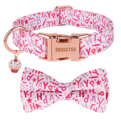 ADOGGYGO collar mediano para perro con lazo para cumpleaños, ideal para fotos festivas.