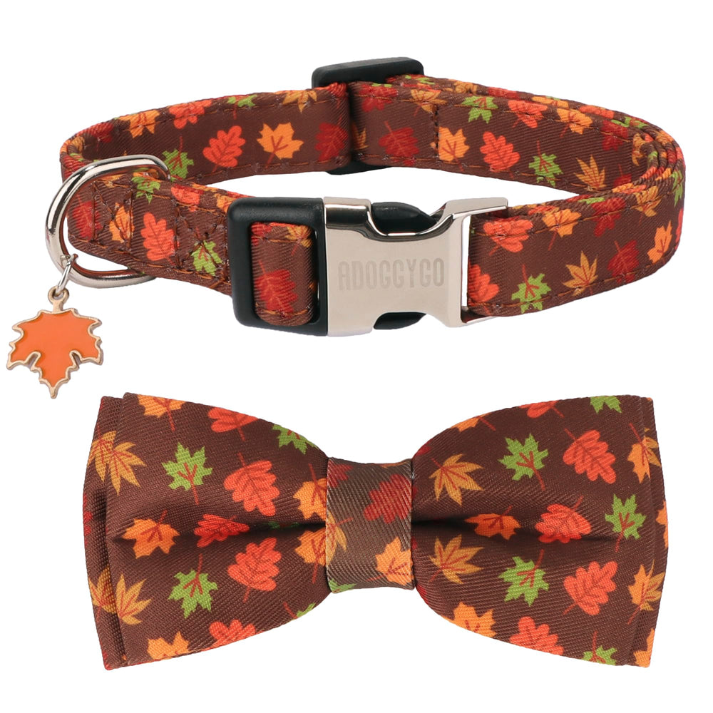 ADOGGYGO collar otoño con lazo, ideal para paseos con estilo en temporada.