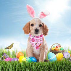 ADOGGYGO pañuelo de Pascua rosa con zanahoria, diseño lúdico.