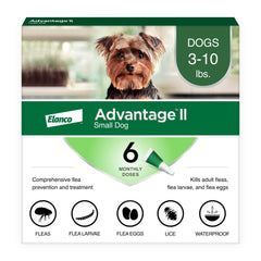 Advantage II para perro pequeño, aplicación dorsal rápida para iniciar el control de pulgas.
