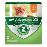 Advantage XD para gatos pequeños, vista frontal del envase con protección prolongada.