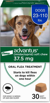 Advantus tableta masticable para pulgas en perros de 23-110 lb, 30 ct, fácil de dar