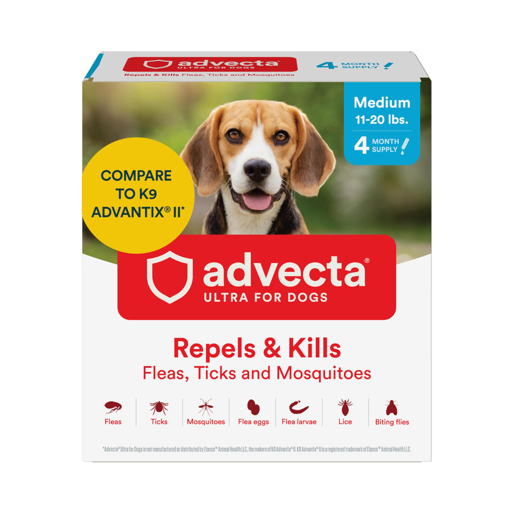 Advecta Ultra frasco y aplicador para protección contra pulgas y garrapatas