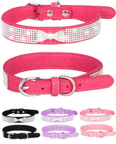 Collar Aecllcea para perro pequeño en ante con cristales rosados, cómodo y elegante.