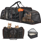 A.FATI transportín doble para gatos con caja de arena, ideal para viajar en coche.