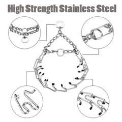 Aheasoun collar prong acero inoxidable cromado para uso duradero.