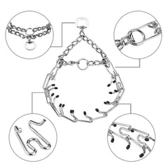 Aheasoun Prong Collar de acero inoxidable cromado, duradero para paseos diarios.