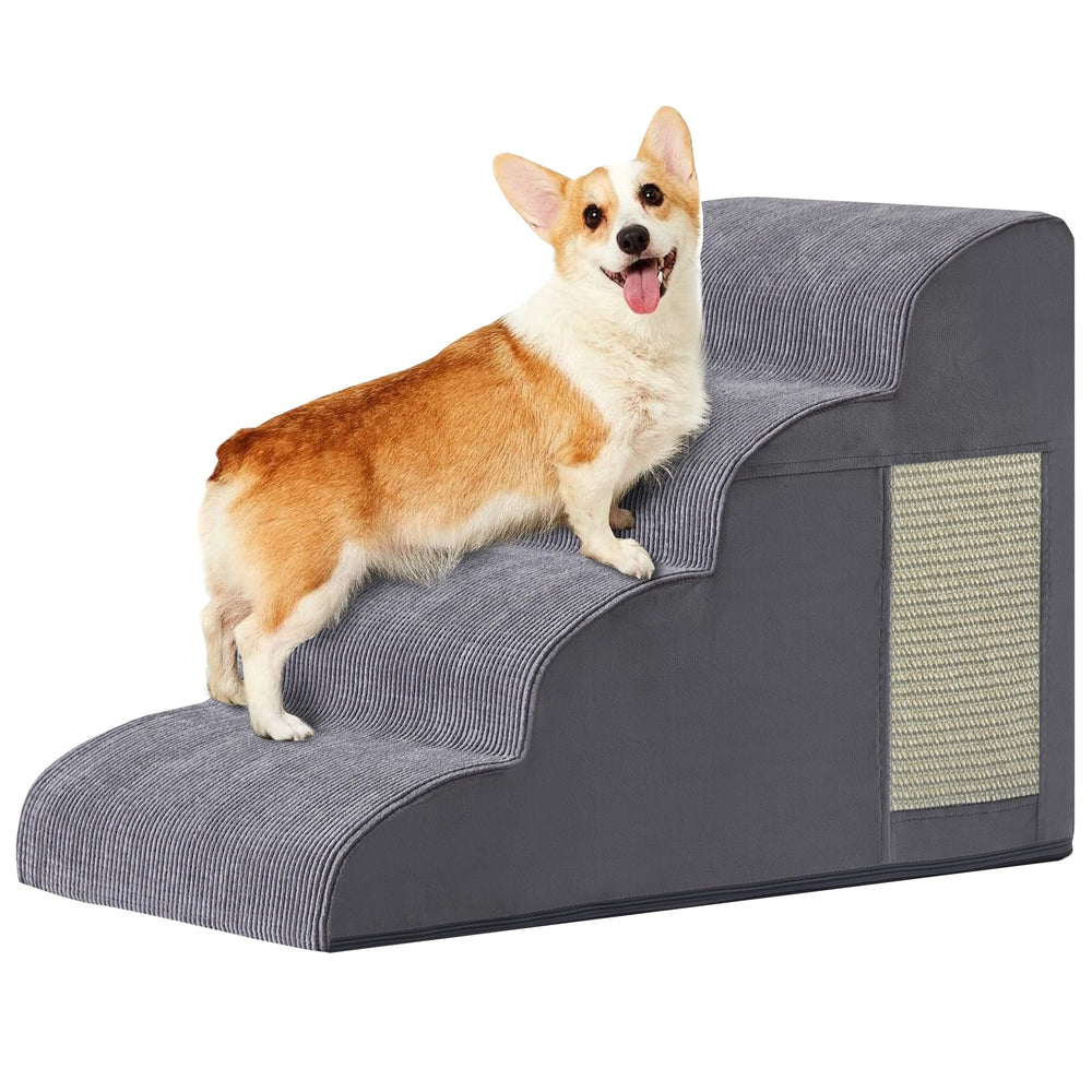 Ahpmeoa escalera para perros 4 pasos en cama, ideal para subir y bajar sin esfuerzo.