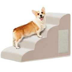 Ahpmeoa escaleras para perros 4 pasos beis, cómodas para subir a la cama.