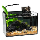 Pecera nano Ahua Walsong con iluminación integrada para visualizar peces y plantas.