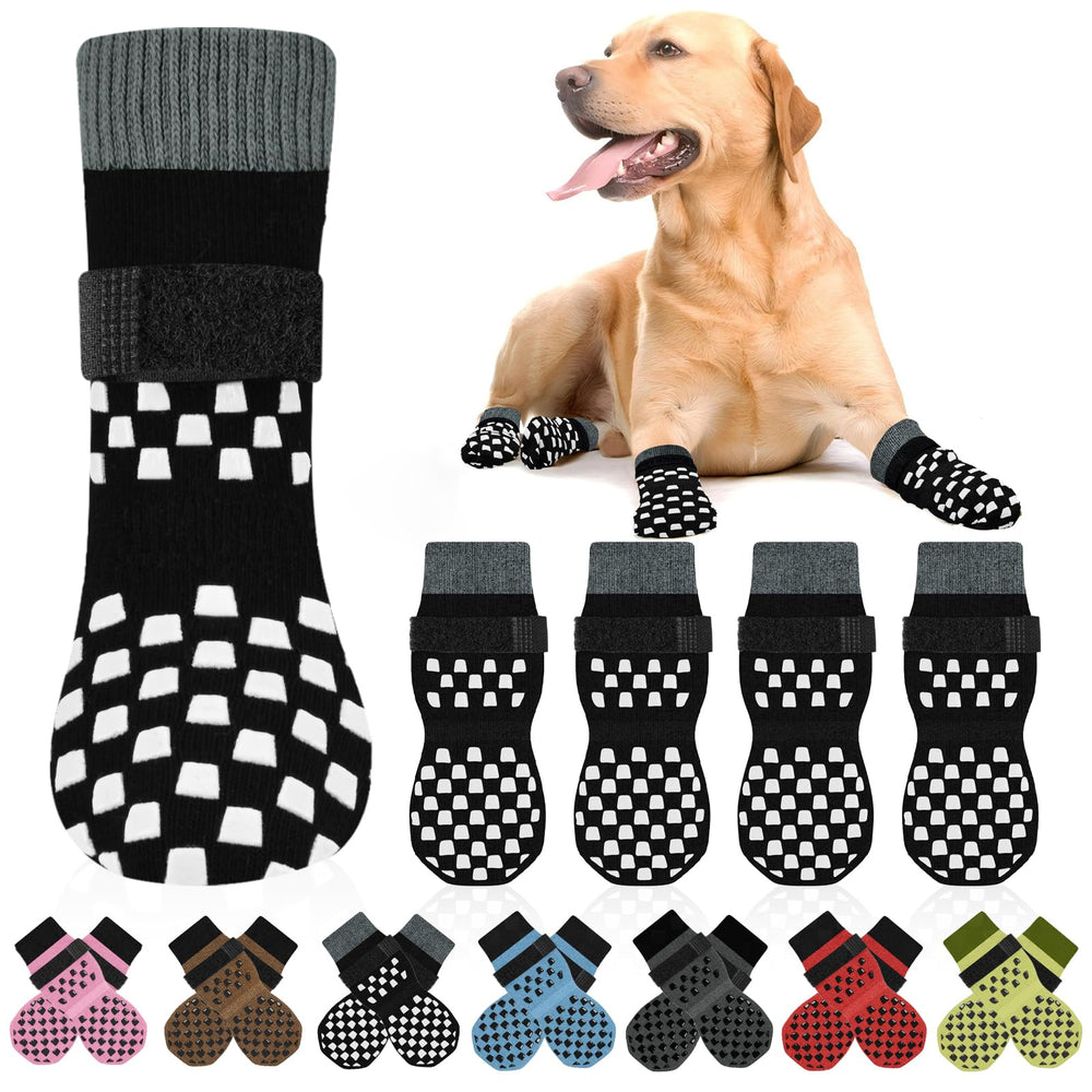 AIEDOULER calcetines antideslizantes para perros, frente, mejor agarre en suelos resbaladizos