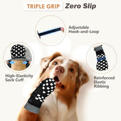 AIEDOULER calcetines antideslizantes para perros, vista trasera, protege patas y mantiene ajuste