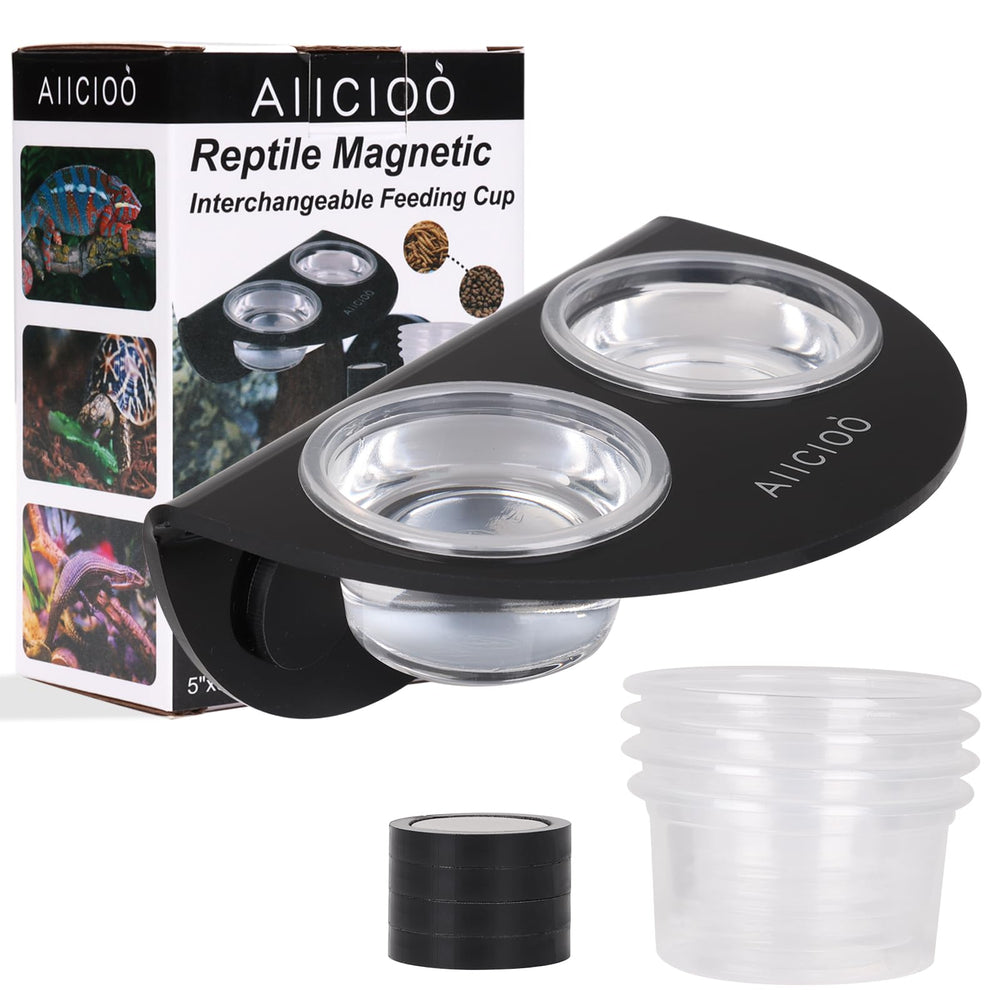 Aiicioo Gecko Feeder Ledge con 6 tazones claros para observar la comida.