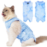 Aiieim camiseta de recuperación para gatos, vista frontal azul, comodidad diaria