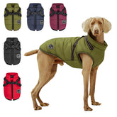 Aimydog abrigo invernal para perros con arnés integrado para paseos cómodos.